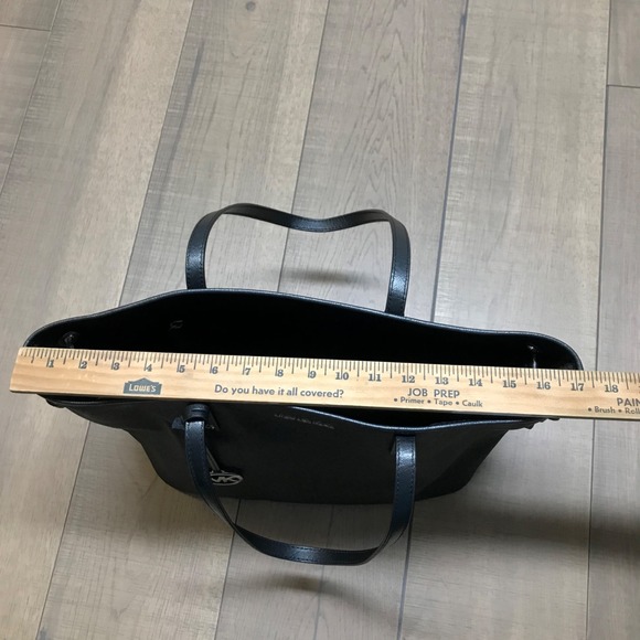 Michael Kors Purse Black Jet Set Travel Logo Large Shoulder Tote Bag Pebbled - Picture 16 of 16